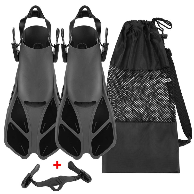 Oumers Snorkel Fins, Travel Size Adjustable Strap Diving Flippers with Mesh Bag and Extra Buckle Connector for Men Women Snorkeling Diving Swimming - Image 1